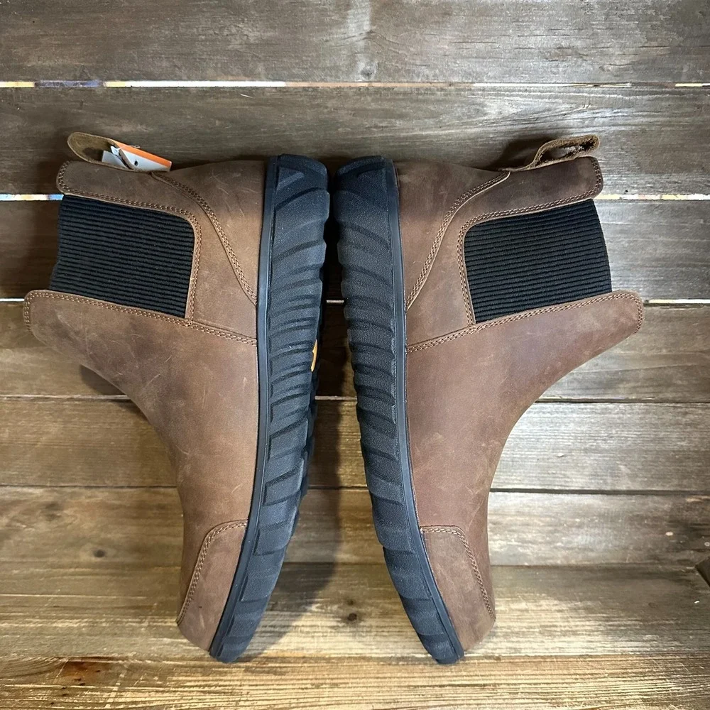 New Mens Bogs Chelsea Brown Nubuck Leather Casual Comfort Ankle Boots Size 12‎ M